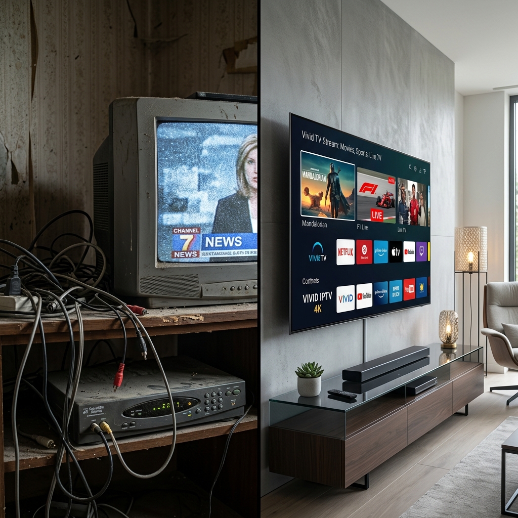 Comparison between traditional cable TV and modern 4K IPTV