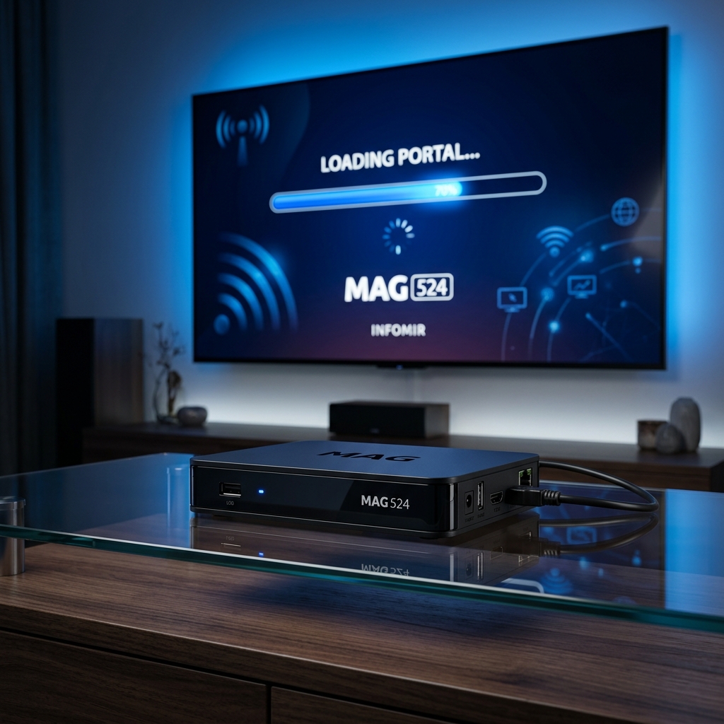 MAG Box 524 set-top box showing portal configuration