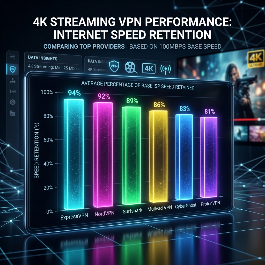 Chart comparing the speed retention of top VPNs for 4K streaming