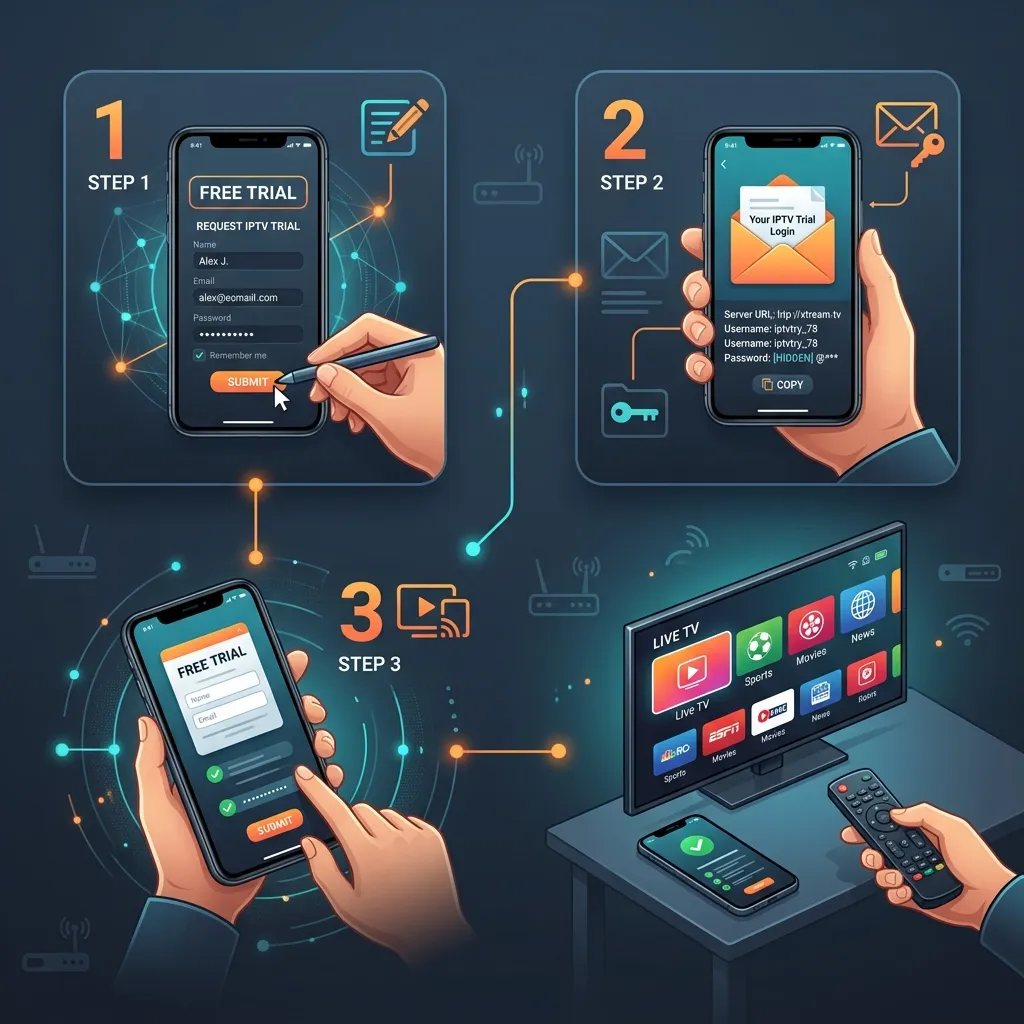 Diagram showing the Xtream Codes API login process for IPTV applications